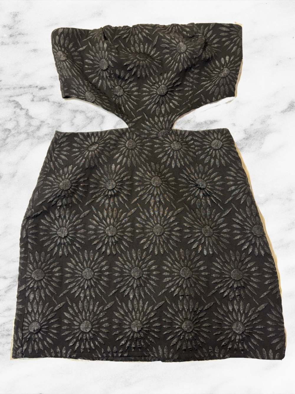 Princess Polly Black Strapless Cutout Floral Jacquard Dress